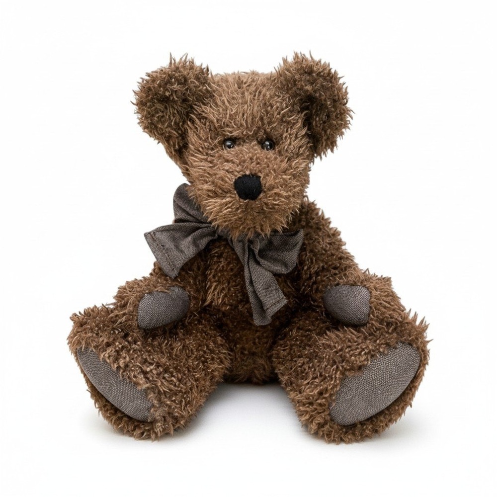 Boyds Collection JB Bean Series Brown Shaggy Teddy Bear Plush 16.5 inch Bow